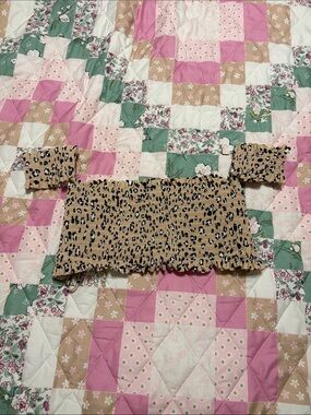 Xhilaration Tan and Black Smocked Off-Shoulder Bikini Top